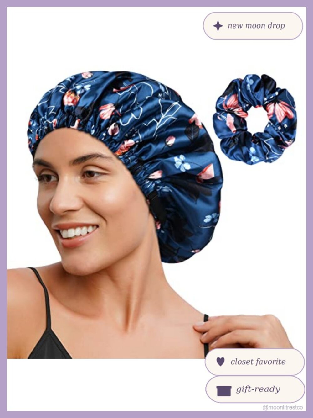Satin Bonnet Adjustable Sleep Cap Silk Feeling Hair Wrap Frizz